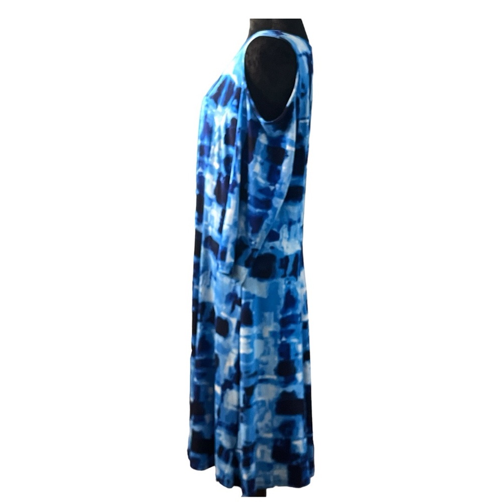 Susan Graver Cold Shoulder Blue Geometric Women’s Dress Size L - Picture 4 of 6